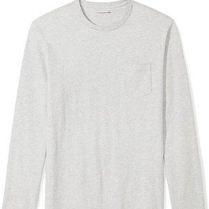 Amazon Essentials Men's Slim-Fit Long-Sleeve Pocket T-Shirt, Light Grey Heather